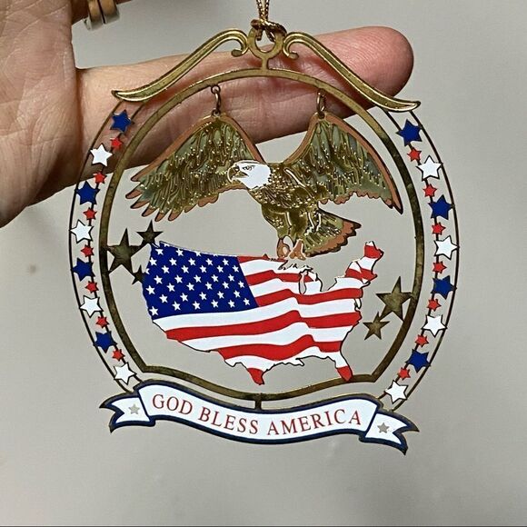 God bless America metallic Eagle *RARE* Patriotic Christmas Ornament 4”￼ - Picture 2 of 8